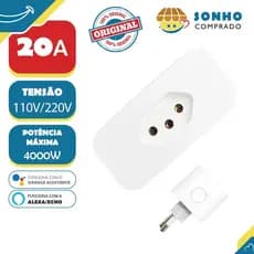 Tomada Inteligente 20A Wi-Fi JWCOM c/ monitoramento de energia SA-026N-G