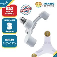 Soquete Multiplicador De Lâmpada E-27 3x1 Triplo 3 lampadas soquete para lâmpada soquete e27