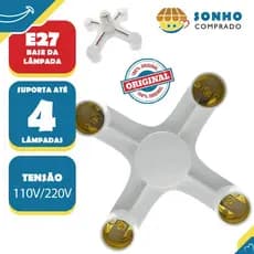 Soquete Multiplicador De Lâmpada E-27 4x1 Quádruplo 4 lampadas soquete para lâmpada