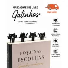 Kit Marcadores de Página Gatinhos + Segurador de Livro | Marca Página Fofo Preto para Leitura, Bíblia e Presentes