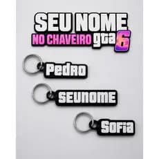 Chaveiro Personalizado GTA 6 com Seu Nome | Impresso em 3D | Presente Criativo