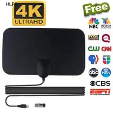 HL Antena De TV Interna Plana 4K Aérea Digital HDTV 50 Milhas Alcance Booster FE