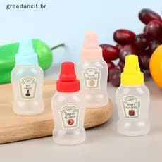 MA 4 Pçs/set Mini Garrafa De Molho Ketchup Recipientes De Salada De Mel Garrafas Frascos Portáteis Armazenamento Lanchei