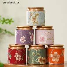 Lata De Chá Vazia Com Padrão De Flor , Selada Para Uso Doméstico , Verde Bla , Portátil , Casa , Pequena Caixa De Embala