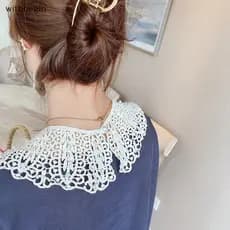 WIT Feminino Doce Camisa Destacável Boneca Colar Falso Oco Renda Floral Babados Guarnição Mulher Xale WI