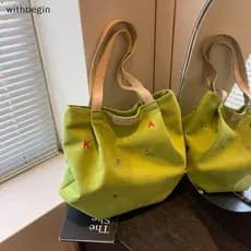 WIT Elegante Bolsa De Ombro De Grande Capacidade Lona Bordada Carta Estudante Sacola Leve Feminina Para Mulher WI