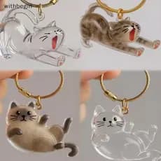 WIT Desenho Animado Gato Cachorro Forma Pingente De Armazenamento De Cabelo Bonito Transparente Caixa Chaveiro Saco DIY