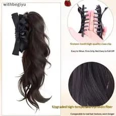 dfd 14 Polegada Fofo Alto Rabo De Cavalo Extensão Do Cabelo Natural Longo Encaracolado Sintético Laço Garra Clipe Peruca