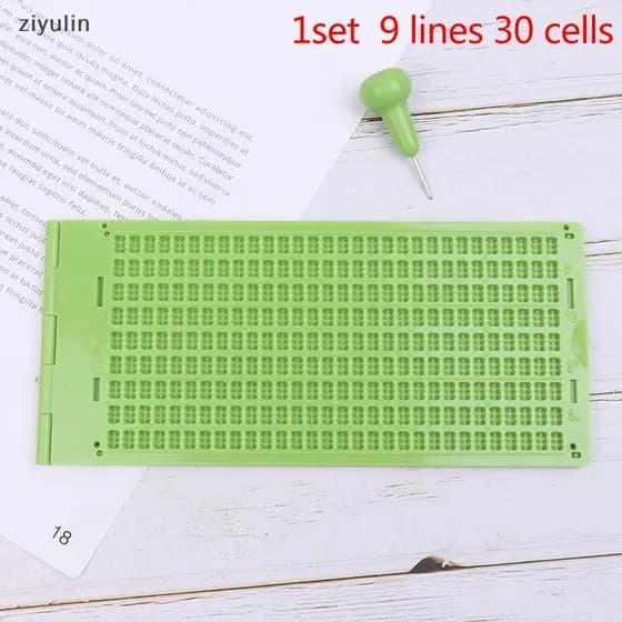 CVC 1 Conjunto 9 Linhas 30 Células Prático Escola Plástico Braille Ardósia De Escrita Portátil Com Caneta CV