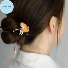 UloveBB Estilo Retro Cat sel Bla Sândalo Grampo De Cabelo Para Entusiastas Da Moda Hanfu BR