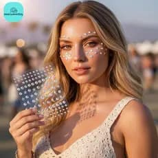 [seenuewday] Pérola Corpo Cristal Rosto Gemas Tatuagem Stiers Para Festival Maquiagem Com Jóias Olho Decorações De Festa