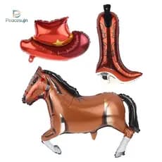 Peacesujn 5 Pçs/set Botas De Cavalo De Cowboy Ocidental Chapéus Estrela Foil Balão Meninos Festa De Aniversário Decoraçã