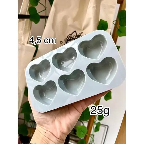 Forma de silicone 6 corações.