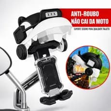 Suporte Celular Moto Para retrovisor Universal AntiFurto Proteção Contra Reflexo Luz e Chuva