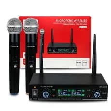 Microfone Sem Fio Wireless Duplo Profissional Tomate 2210