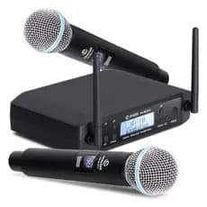 Microfone Sem Fio Duplo Uhf Dinamico Tela Digital 50 Canais Onistek MC810