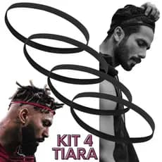 KIT 4 ELASTICO TIARA Faixa Cabelo Crossfit Yoga Mulher Homem Esportes Academia