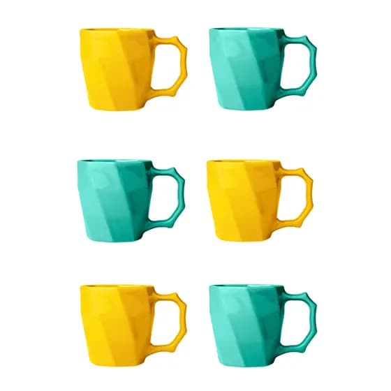 Jogo de Canecas Cerâmicas Kit 6 peças Louça Café da Manha Conjunto Cores Variadas