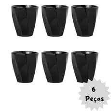 Jogo 6 un. Copo Cerâmica Louça 260ml Café Leite Chá Água Porta Objetos Escovas Kit Cores Variadas