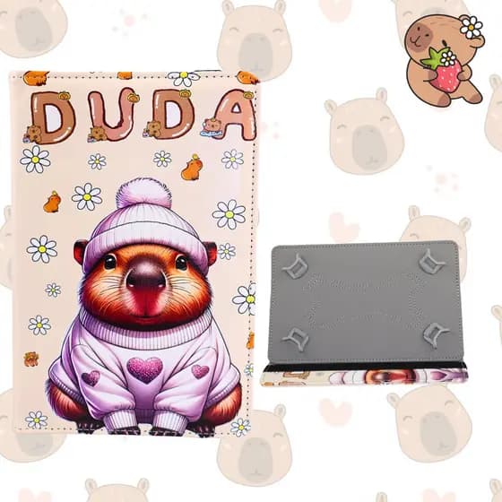 Capa Universal Compatível Tablet Samsung 7 e 8 Polegadas – Suporte Ajustável e Edição capibara varios modelos