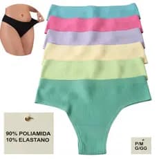 Pacote com 6 Calcinha conforto e Ajuste Perfeito: Calcinha em Poliamida e Elastano Diversas cores e tamanhos