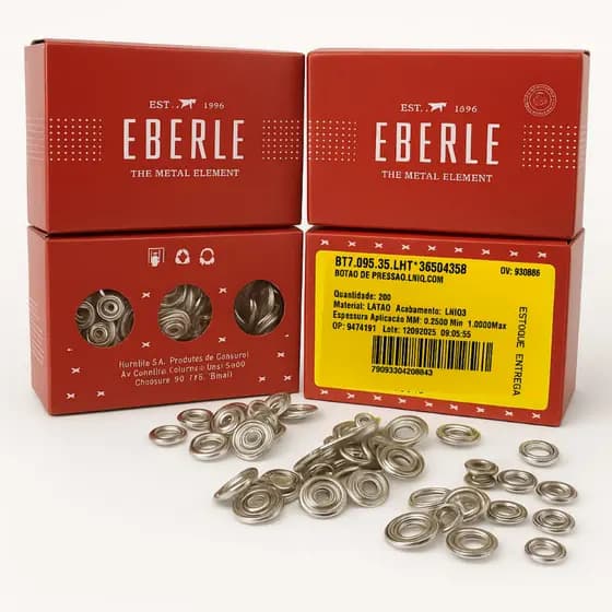 Botão De Pressão Arinho 35 Eberle 117/35l 09mm Com 200und Cor Niquelado Tictac caixa de botão  35