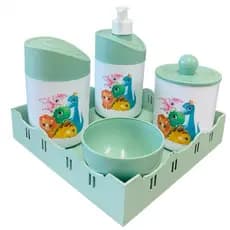 Kit Higiene Dino Baby Juntos c/bandeja quadrada verde