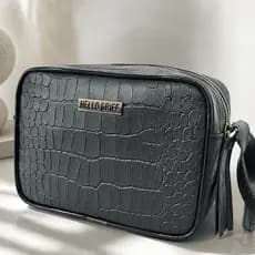 Bolsa Feminina Estruturada Croco Transversal Tiracolo Zíper Alça Regulável Diversas Cores Luxo Elegante Passeio Presente
