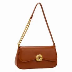 Bolsa Feminina De Ombro Estilo Baguete Alça Com Corrente Detalhe Dourado Elegante Casual Luxo