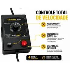 Dimmer Bivolt 1000W 10A com Tomada Controlador para Lixadeira Esmerilhadeira Furadeira 110V 220V