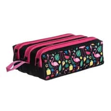 Estojo Escolar Triplo Grande 3 Divisórias Zíper Organizador Box Jumbo Bolsa Porta Lápis Caneta Volta Às Aulas Unissex Me