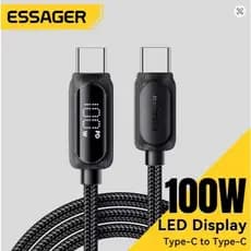 Cabo Turbo 100w 20v/5a Tipo C Display Digital - Essager Cor Tipo C- Tipo C 1M