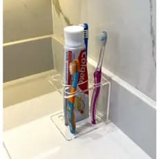 Suporte de Escova de Dente e Creme Dental - Organizador de banheiro em Acrílico Transparente