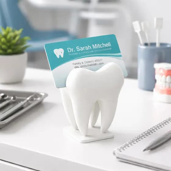 Porta cartão visita dente dentista criativo presente branco