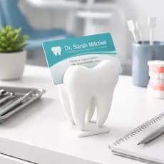 Porta cartão visita dente dentista criativo presente branco