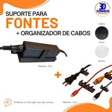 Suporte para Fontes de Alimentação Notebook + 4 Organizador para cabos mesa computador usb