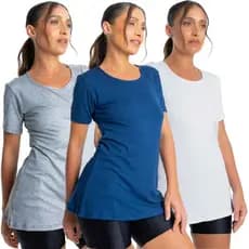 Kit 3 Blusa Academia Camiseta Vest Legging Feminina Fitness Manga Tapa Bumbum Básica Viscolycra