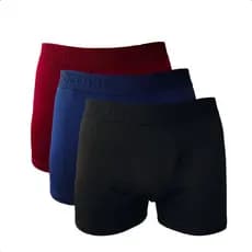 Kit 3 Cuecas Boxer Masculina Lisa Elástico Box Microfibra Forro Algodão Original Confortável
