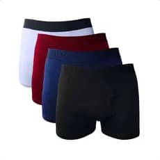 Kit 4 Cueca Boxer Microfibra Masculina Lisa Elástico Cintura Box Forro Algodão Original Confortável