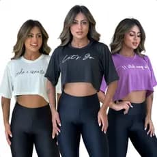Kit 3 Blusa Cropped Feminina Academia Dry Fit Fitness Básica