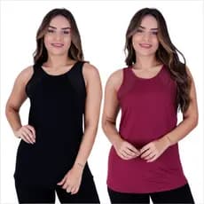 Kit 2 Regata Blusa Feminina Camiseta Tapa Bumbum Longa Academia Fitness Detalhe Tela