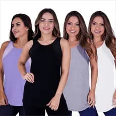 Kit 4 Regata Feminina Blusa Sobre Legging Camiseta Academia Fitness Detalhe Tela Tapa Bumbum