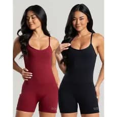 Kit 2 Macaquinho Academia Feminino Curto Fitness Modelador Malhar Abertura Bojo Alcinha Costa Nua
