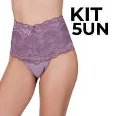 kit com 5 Cinta Calcinha cós alto com renda