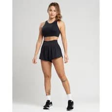 Conjunto Fitness Top Nadador Short Com Forro Roupa Academia Feminino Treino Sem Transparência Poliamida com proteção UV