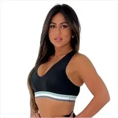 Top Academia Feminino Fitness Nadador Poliéster Sem Bojo Elástico Listrado