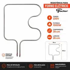 Resistência Inferior Para Forno Fischer Original 220 Volts 1000watts.