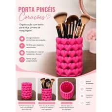 Organizador Porta Pincéis Rosa Decoração Corações