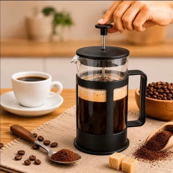 Cafeteira Prensa Francesa de Vidro 300ml com Filtro Inox para Café, Chá e Cappuccino