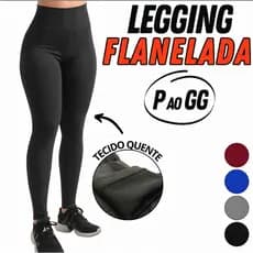 Calça Legging Feminina Flanelada Peluciada Térmica Inverno Cintura Alta Academia P M G GG